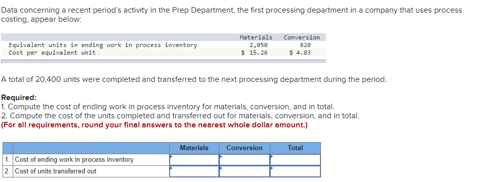 2,000 units, which were ?0% complete with respect to materials and 50%