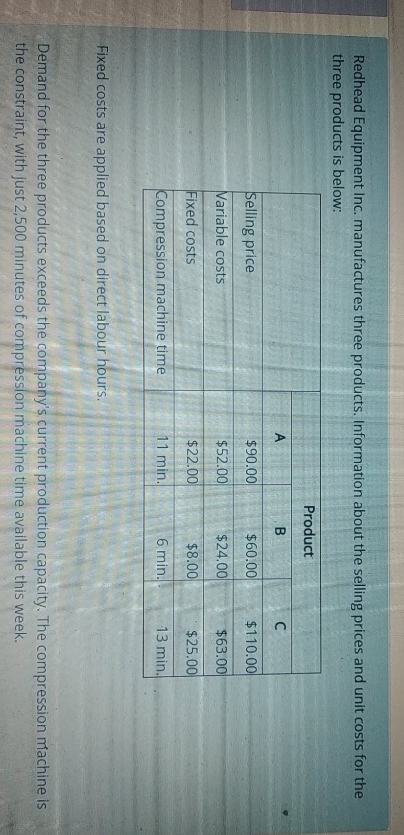 a.) given the compression machine constraint, which should be emphasized? show the