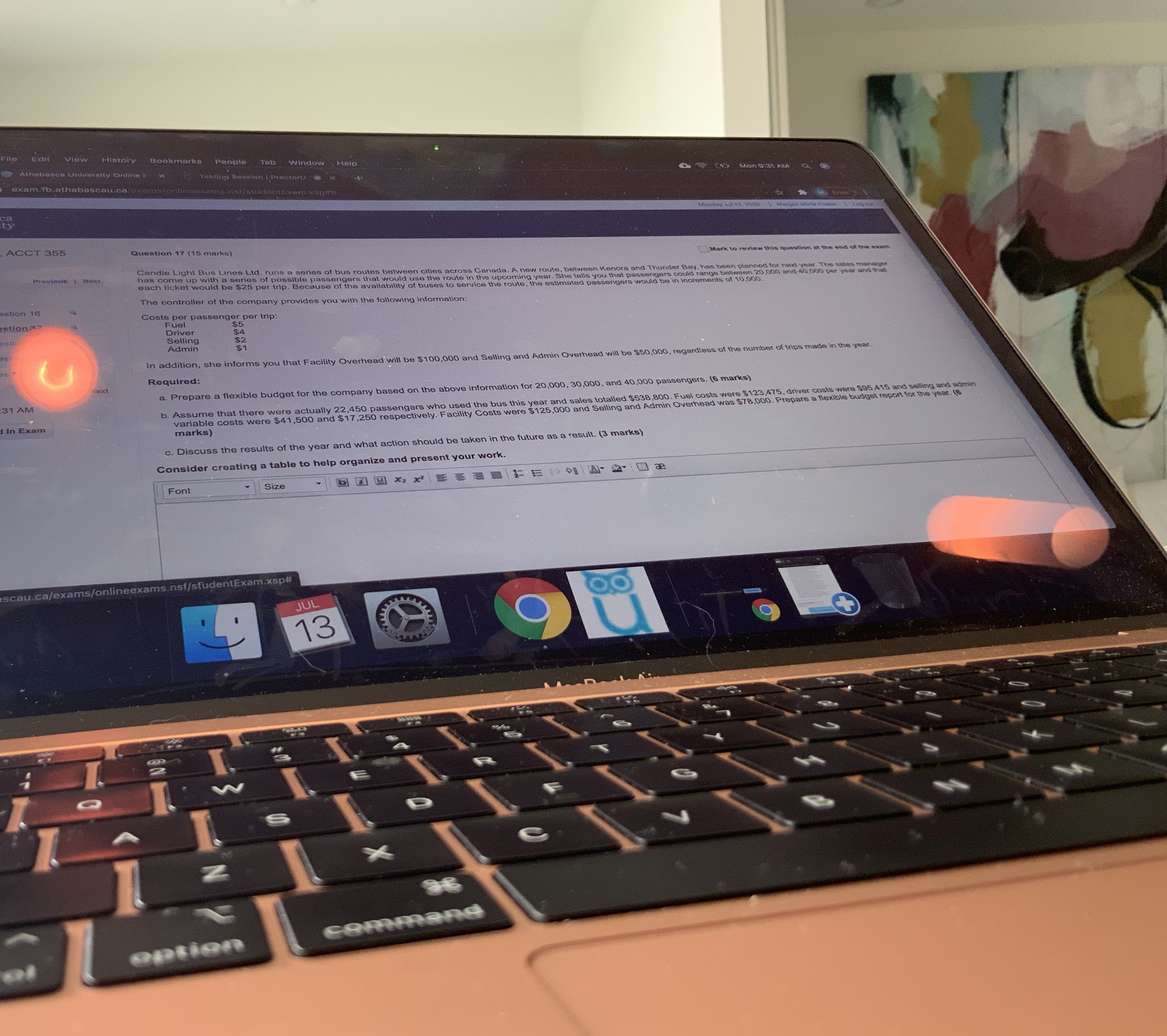 Thanks for the help Edit View Bookmarks People Tab Window Help exam.fb.athabascau.ca/