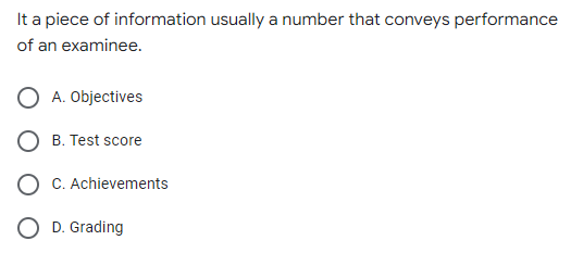 Item Analysis O C. Neither A nor B O D. Both A