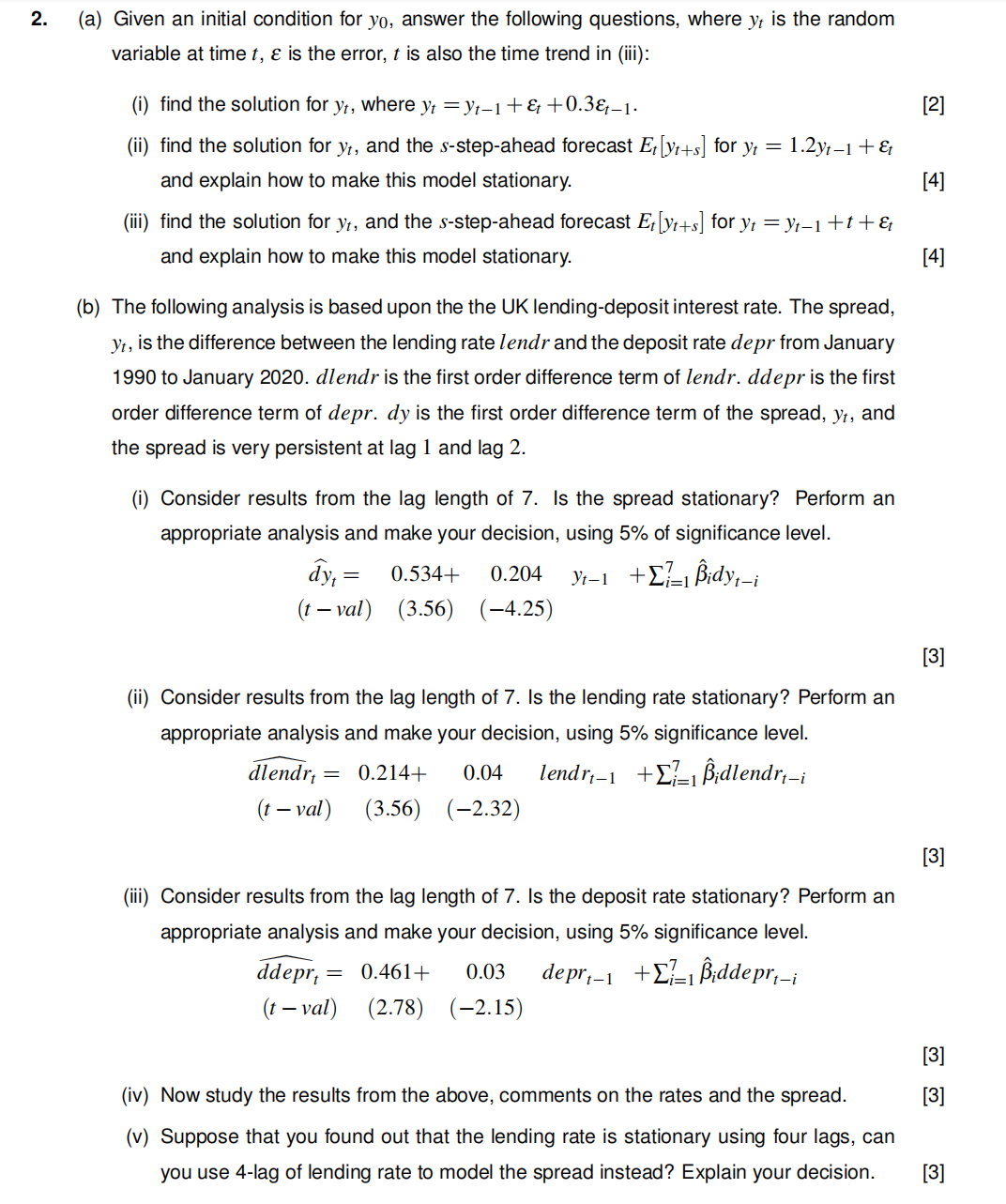  (a) Given an initial condition for ya. answer the following questions.