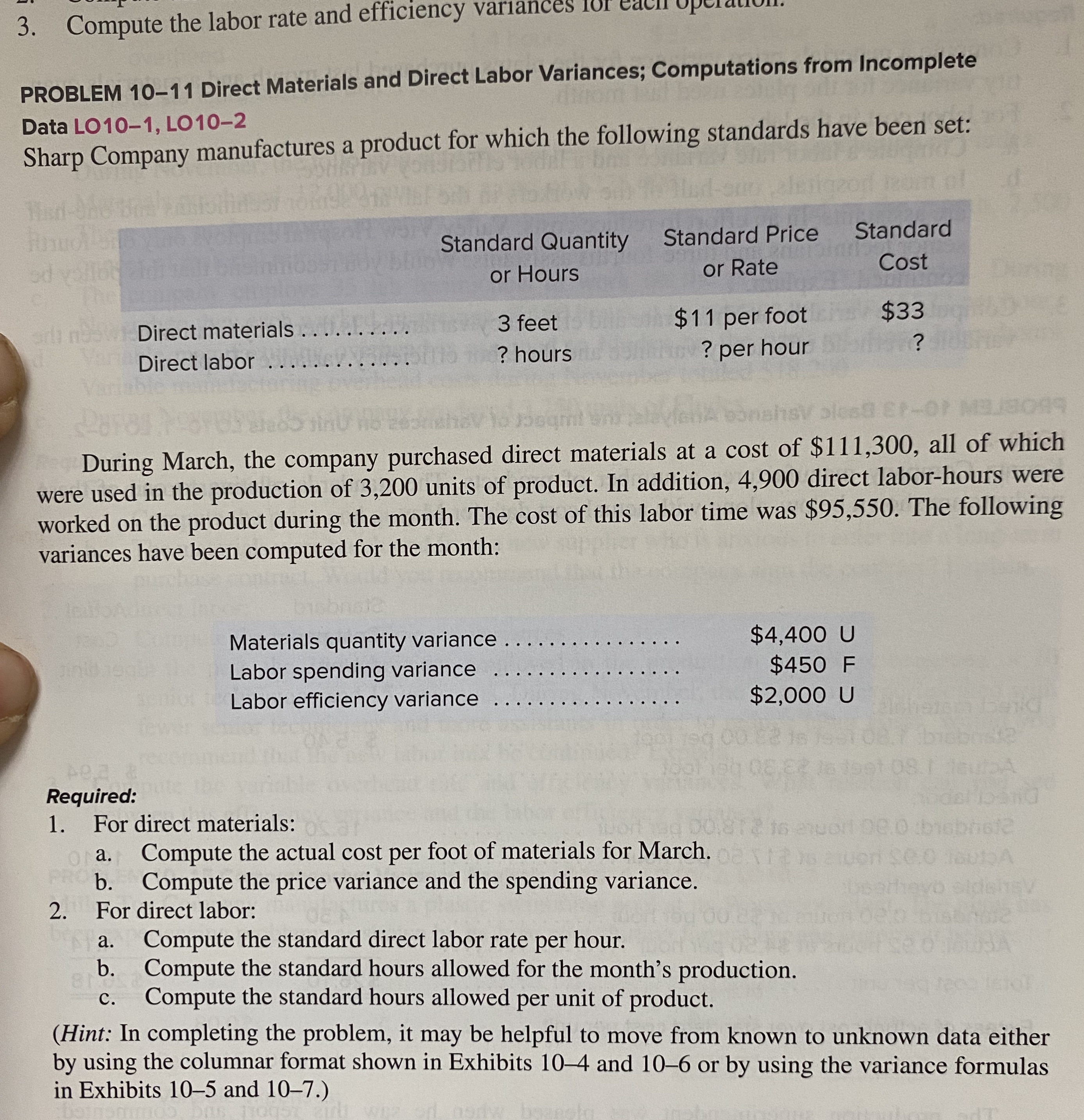 please answer and explain questions 1 and 2 of problem 10-11 Direct