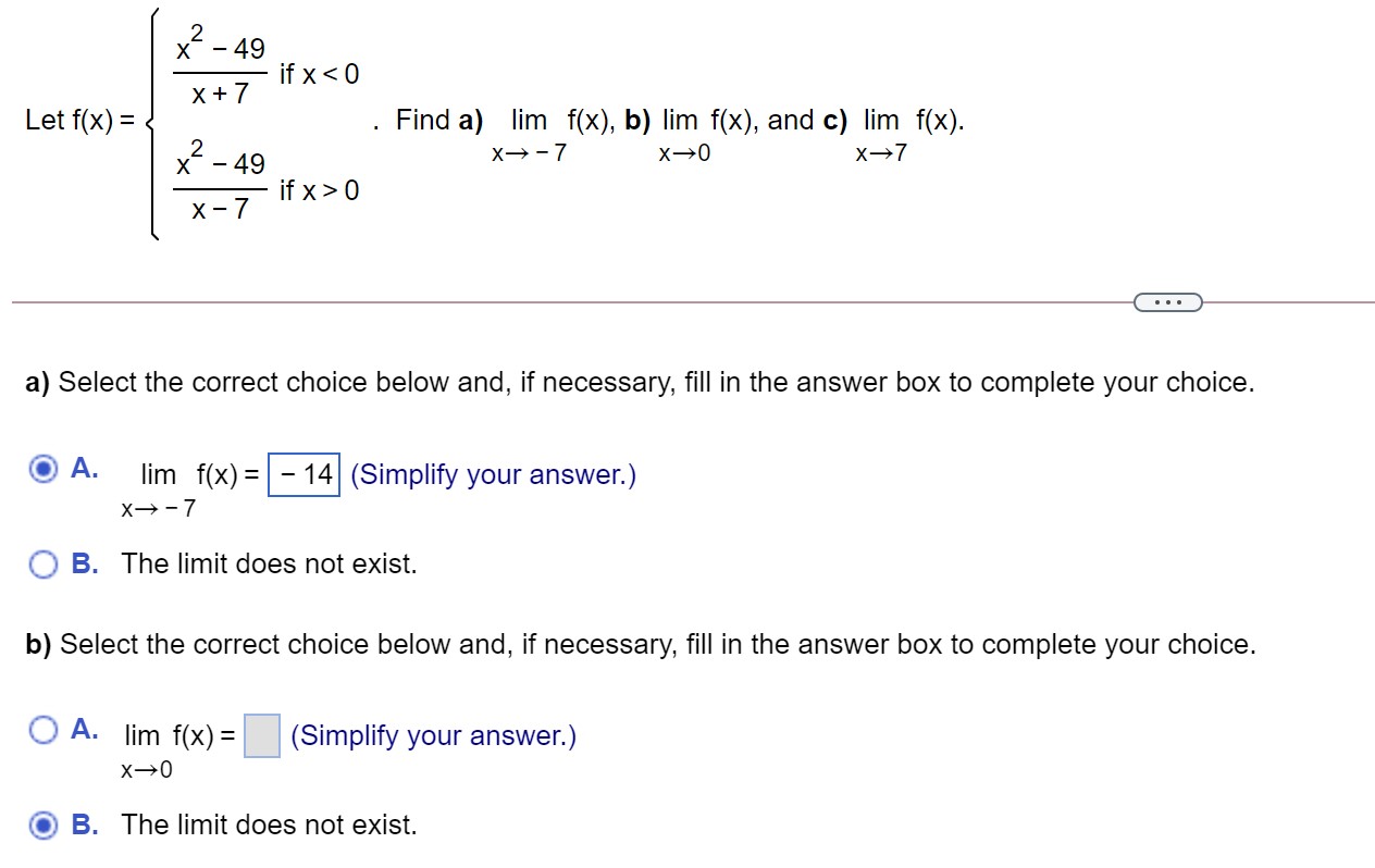  X - 49 if x 0 X - 7 . .
