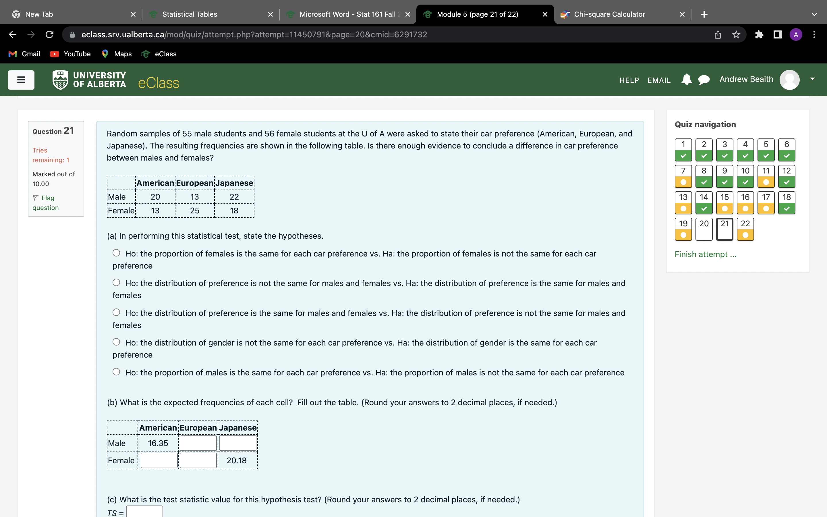  X Statistical Tables Microsoft Word - Stat 161 Fall X Module