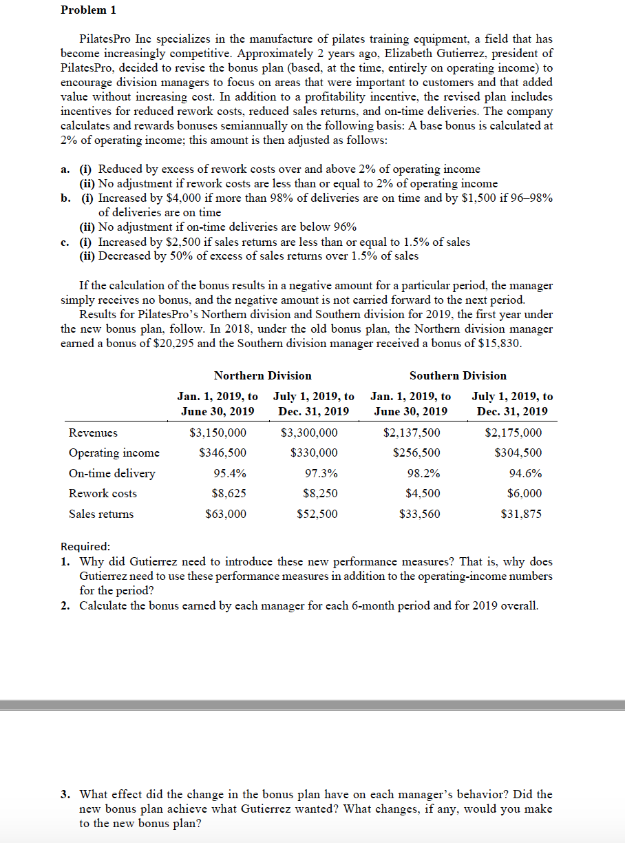 If u have any question ask me Problem 1 Pilatest Inc specializes