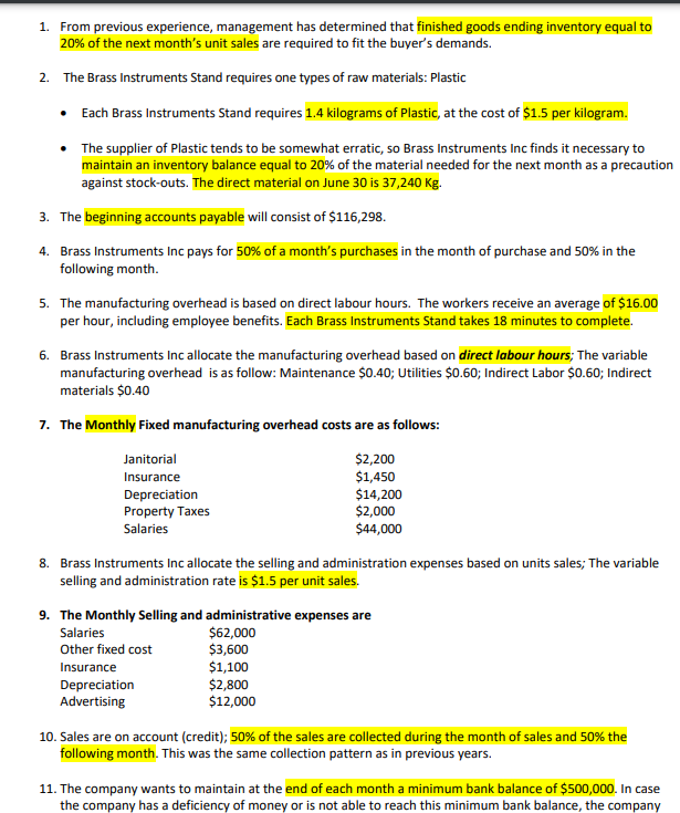 format \f1. From previous experience; management has determined that finished goods ending