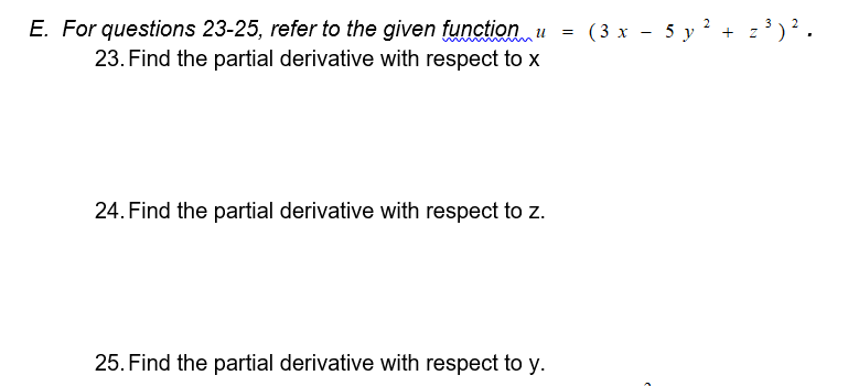 Show your complete solution. E. For questions 23-25, refer to the given