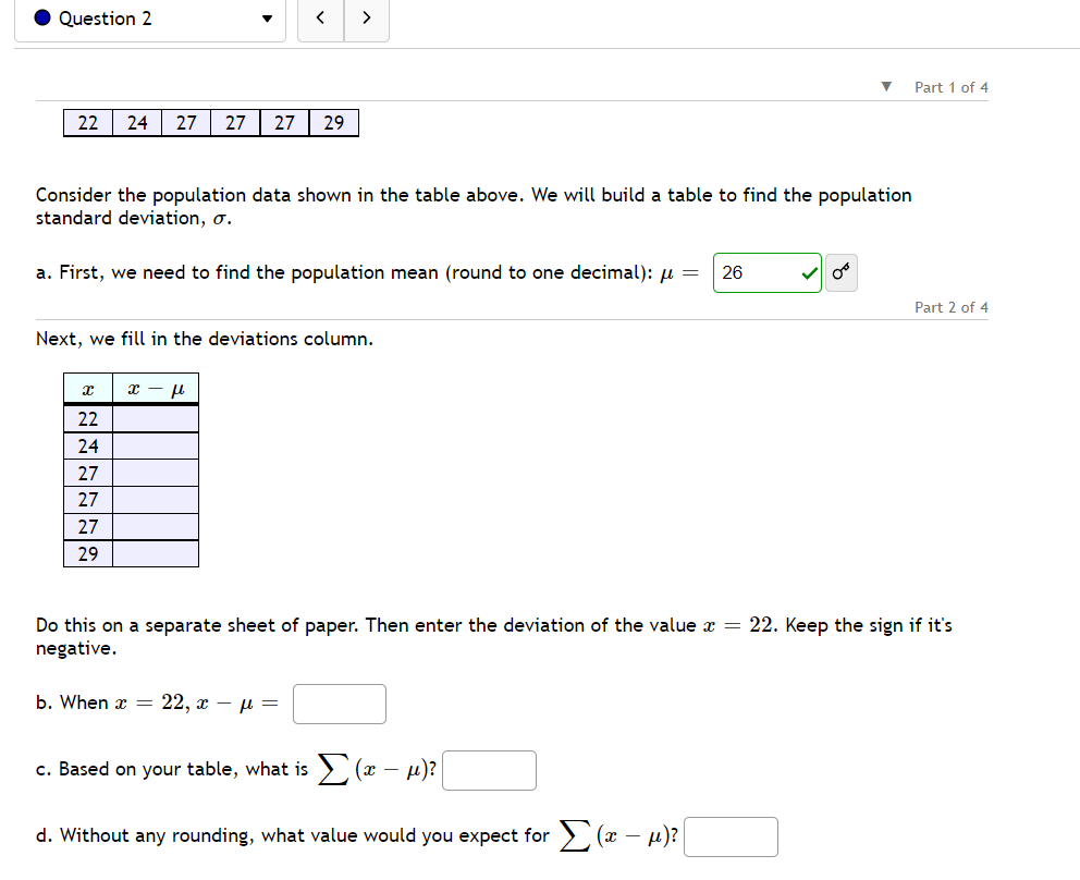 O Question 2 Part 1 of 4 22 24 27 27 27
