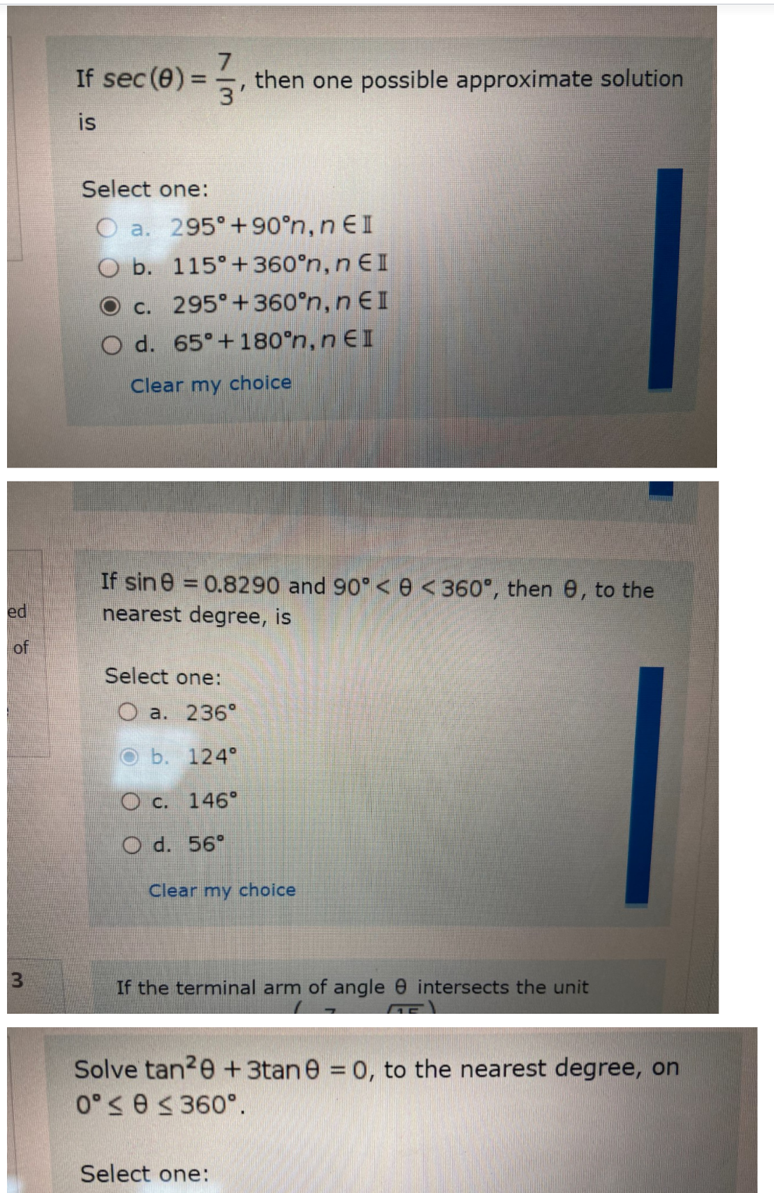  If sec (0) = W/V then one possible approximate solution is