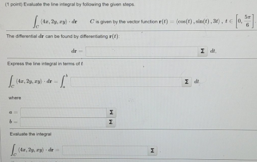 hello. I need help with this. (1 point) Evaluate the line integral