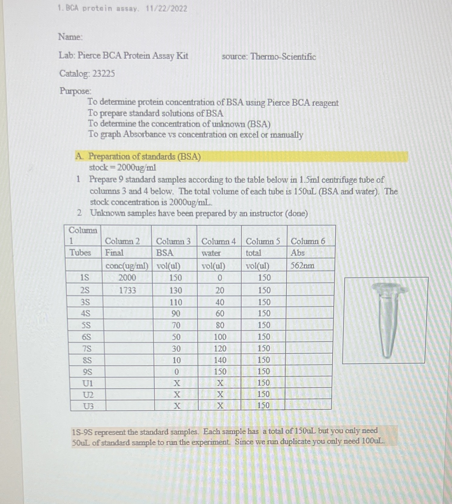 concentration (X axis) vs. absorbance (Y' axis) of 9 standard solutions only