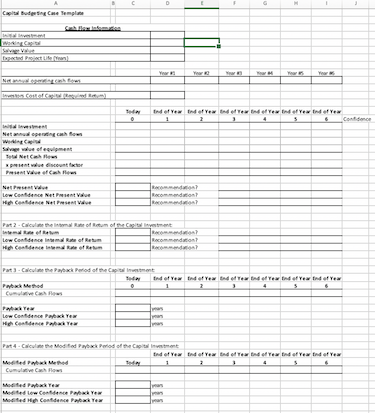 Using the template provided, analyze the project #2 with Net Present Value,