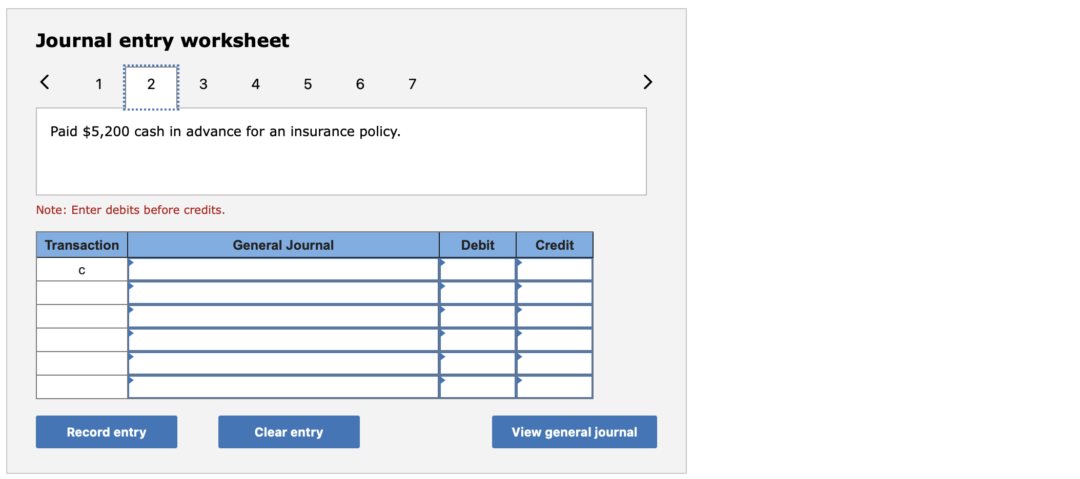 an insurance policy. Paid $990 on accounts payable. Recorded the adjusting entry