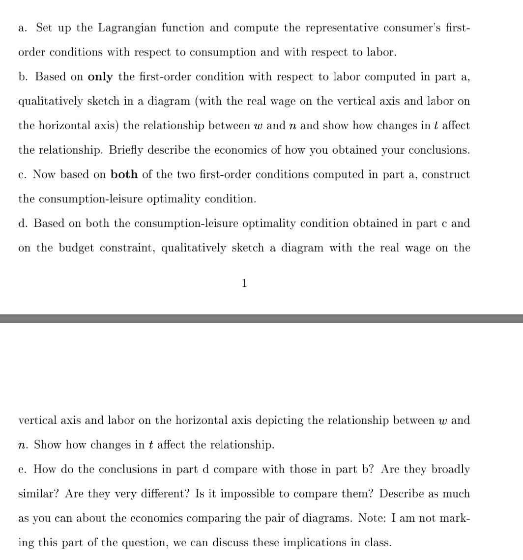 the basic (one period) consumption-leisure framework to consider some labor mar- ket