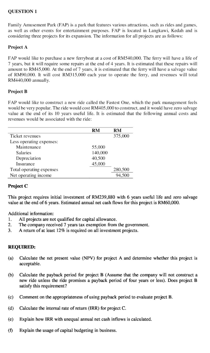Please answer (a), (b), (c), (d), (e) and (f) QUESTION 1 Family