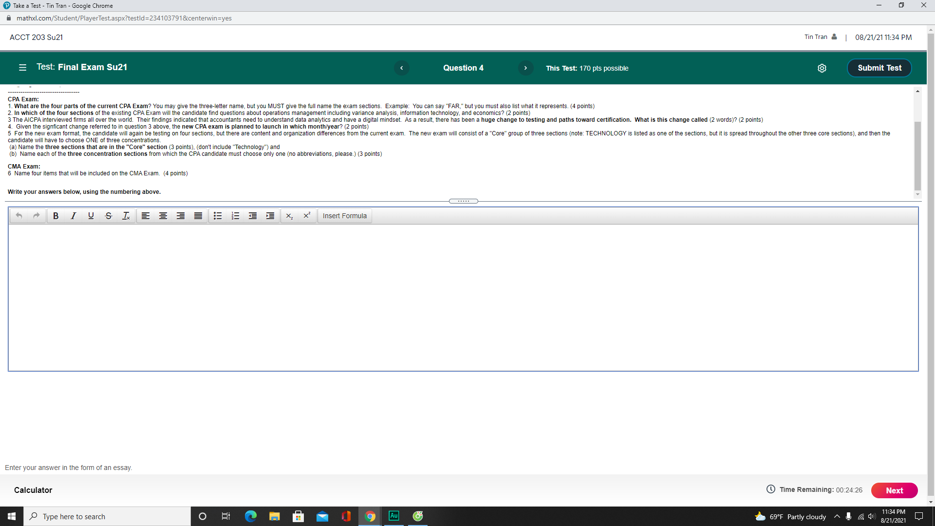  Take a Test - Tin Tran - Google Chrome X mathxl.com/Student/PlayerTest.aspx?testld=234103791&centerwin=yes