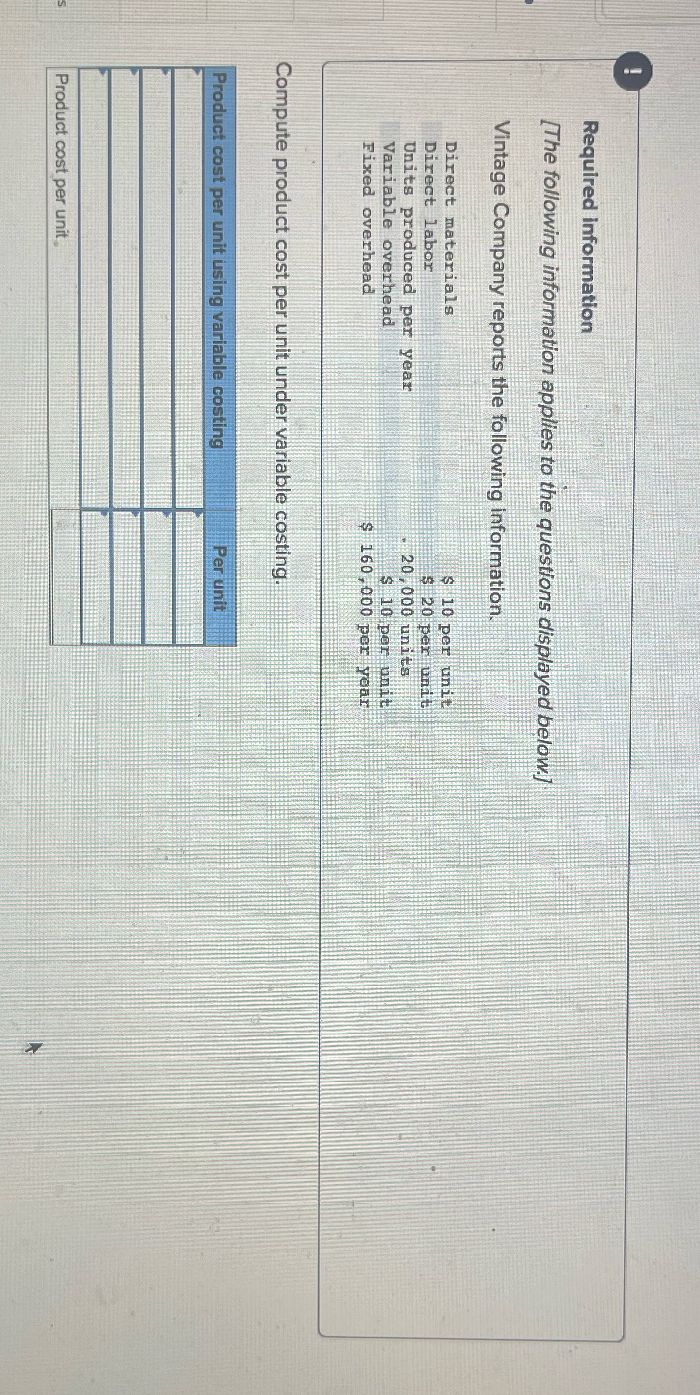 #7 ch18&19 need help filling in table.please Required information [The following information
