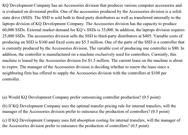 Help me with this question please, thank you. KC! Development Company has