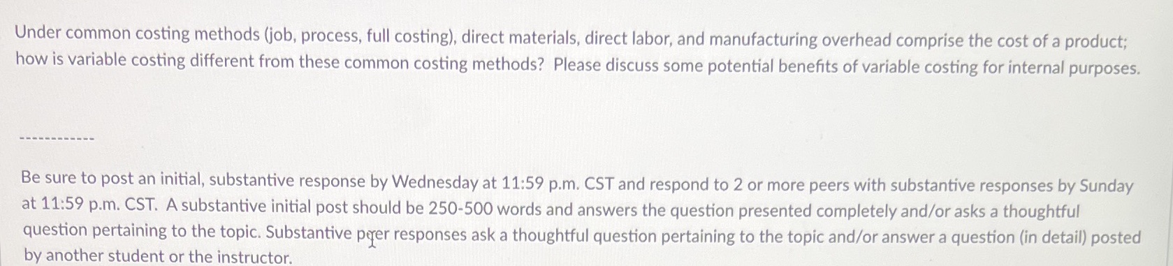 l Under common costing methods (job, process, full costing). direct materials,