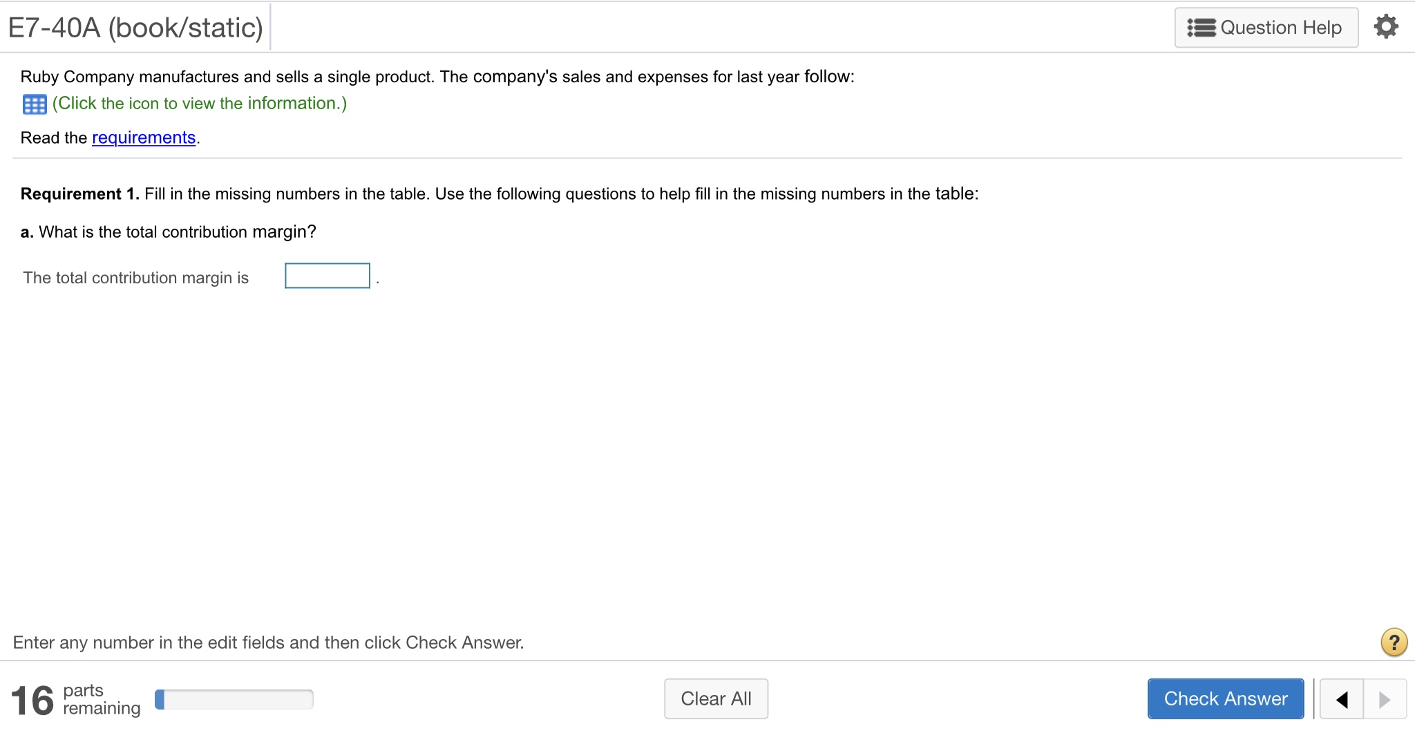 the icon to view the information.) Read the requirements. Requirement 1. Fill