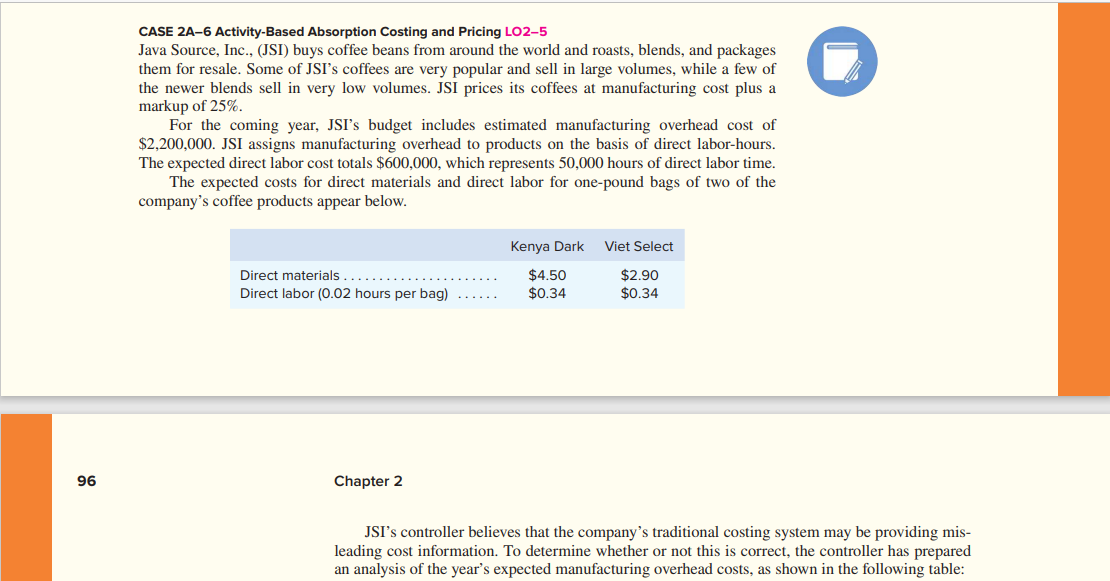  CASE M maxed Absorpiion Costing and Pricing LO25 Java Source, Inc.,