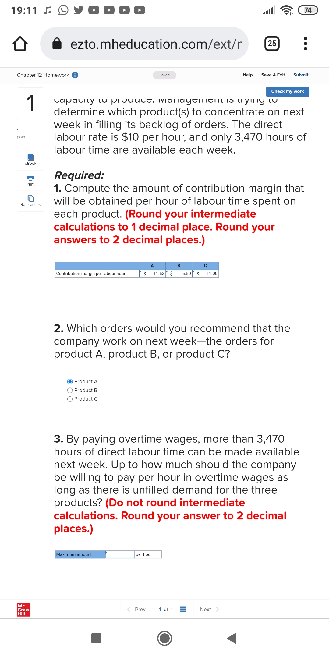 O i ezto.mheducation.com/ext/r @ 5 Chapter 12 Homework 0 Saved Help Save