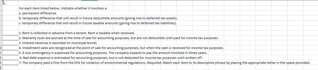  l'l'\"|"'|_|\"| For each item listed below, indicate whether it involves a: