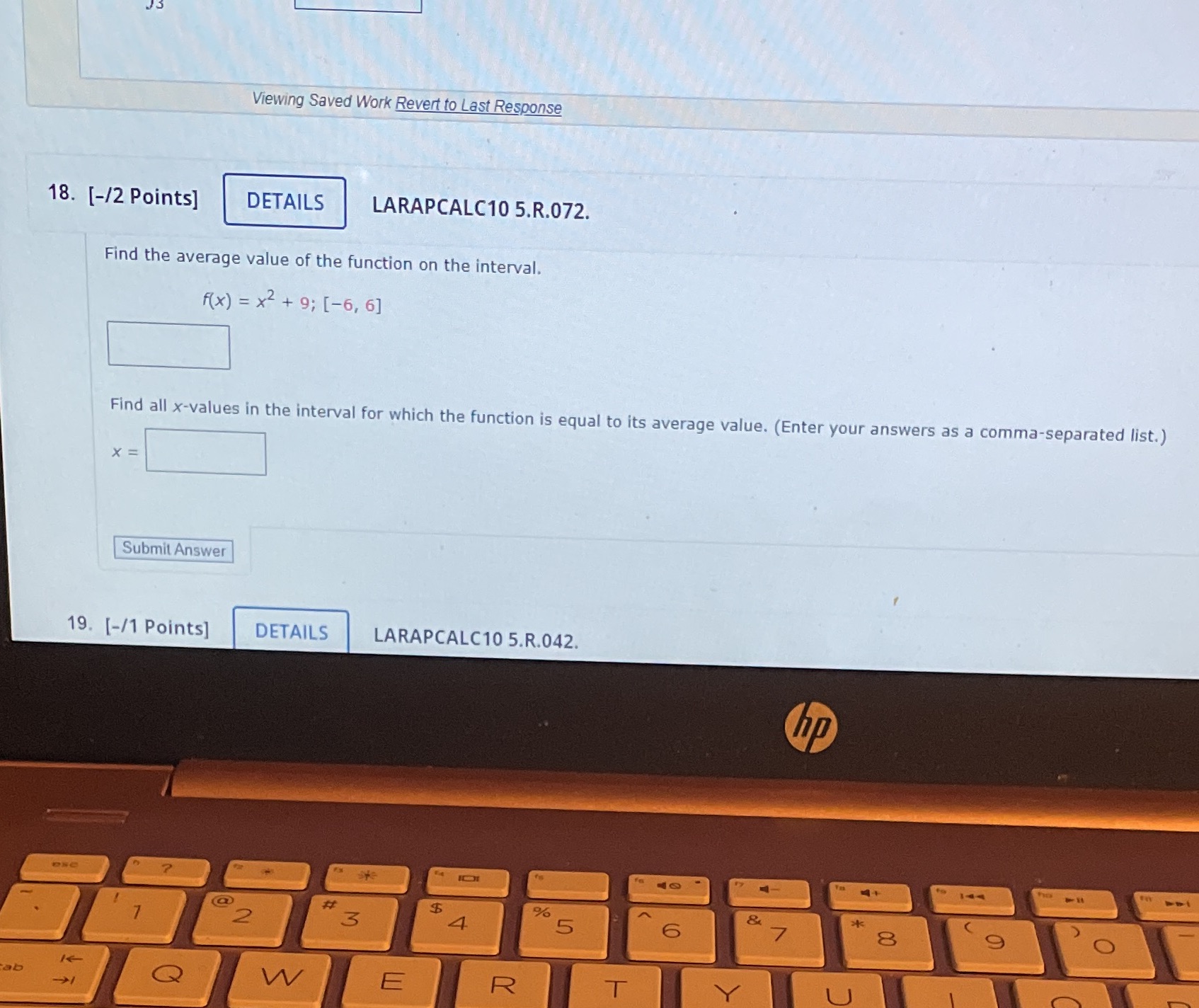  Viewing Saved Work Revert to Last Response 18. [-/2 Points] DETAILS