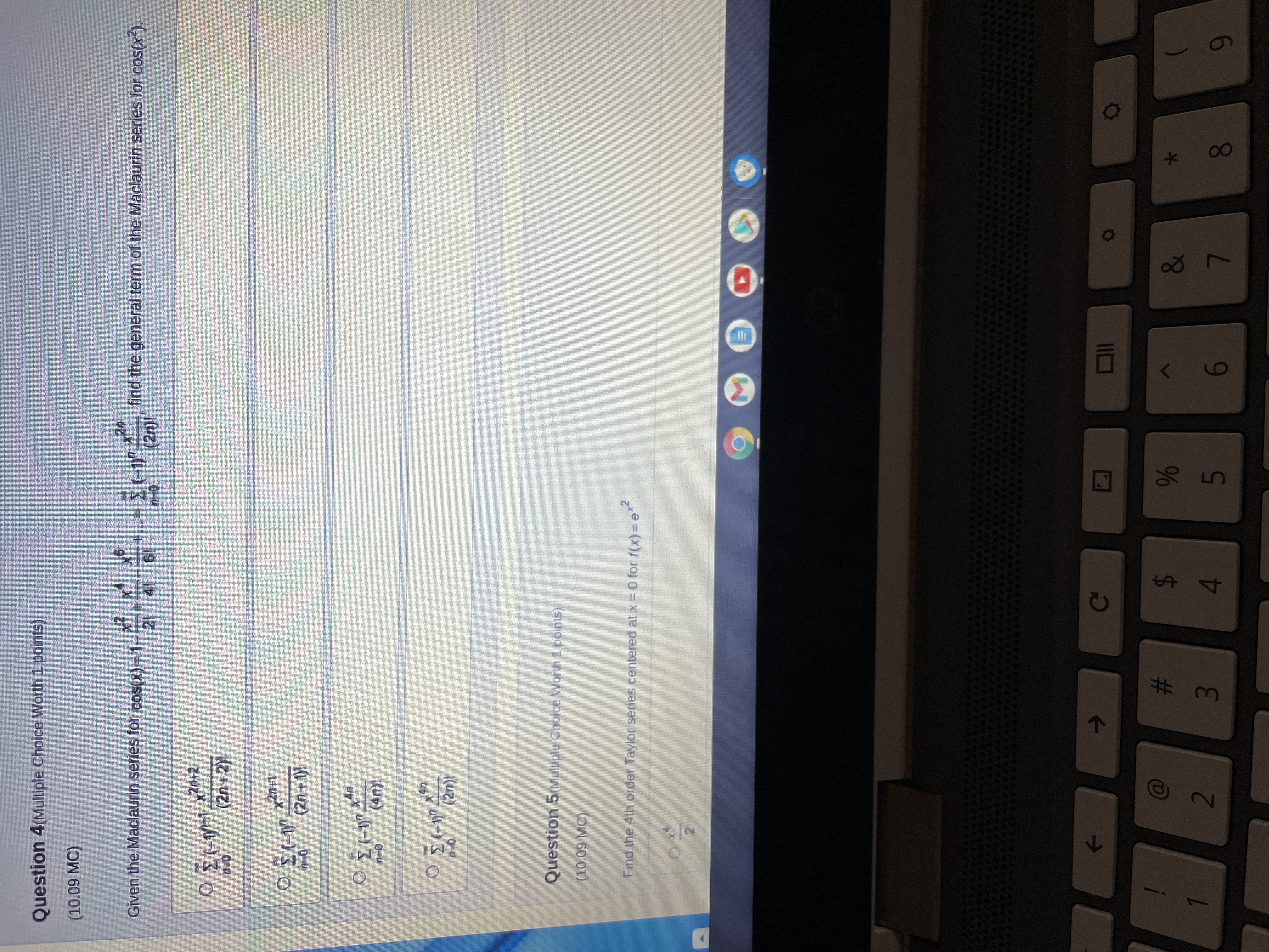 (10.09 MC) Find the 3rd degree Taylor series centered at x -