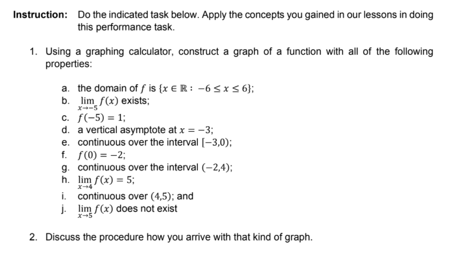 Instruction: Do the indicated task below. Apply the concepts you gained