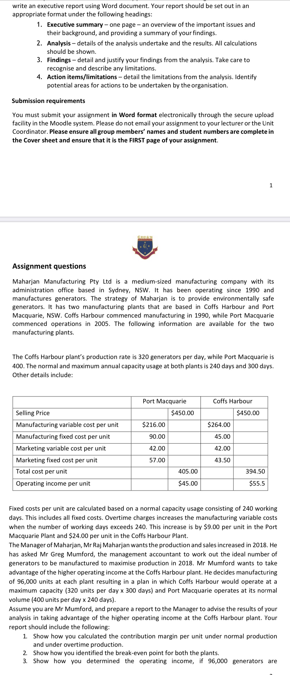 Answer this ASAP write an executive report using Word document. Your report