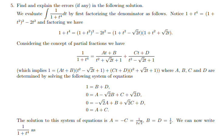  5. Find and explain the errors (if any) in the following