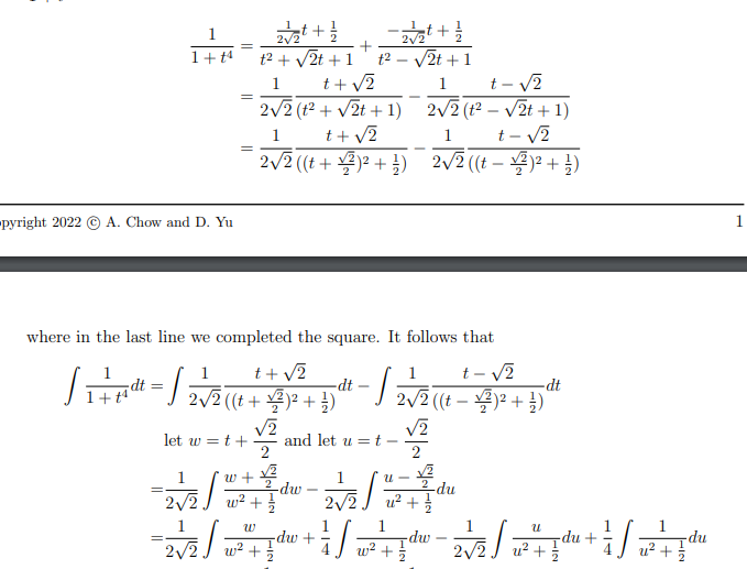 solution. 1 We evaluate 1 + + adt by first factorizing the