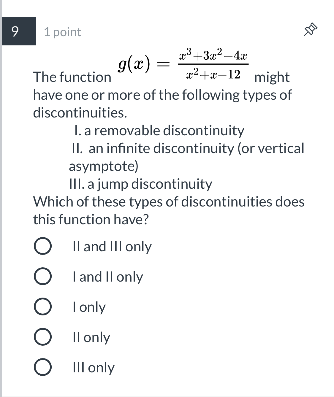 =4 _ zit>2 The function h(x) is discontinuous at x = 0.
