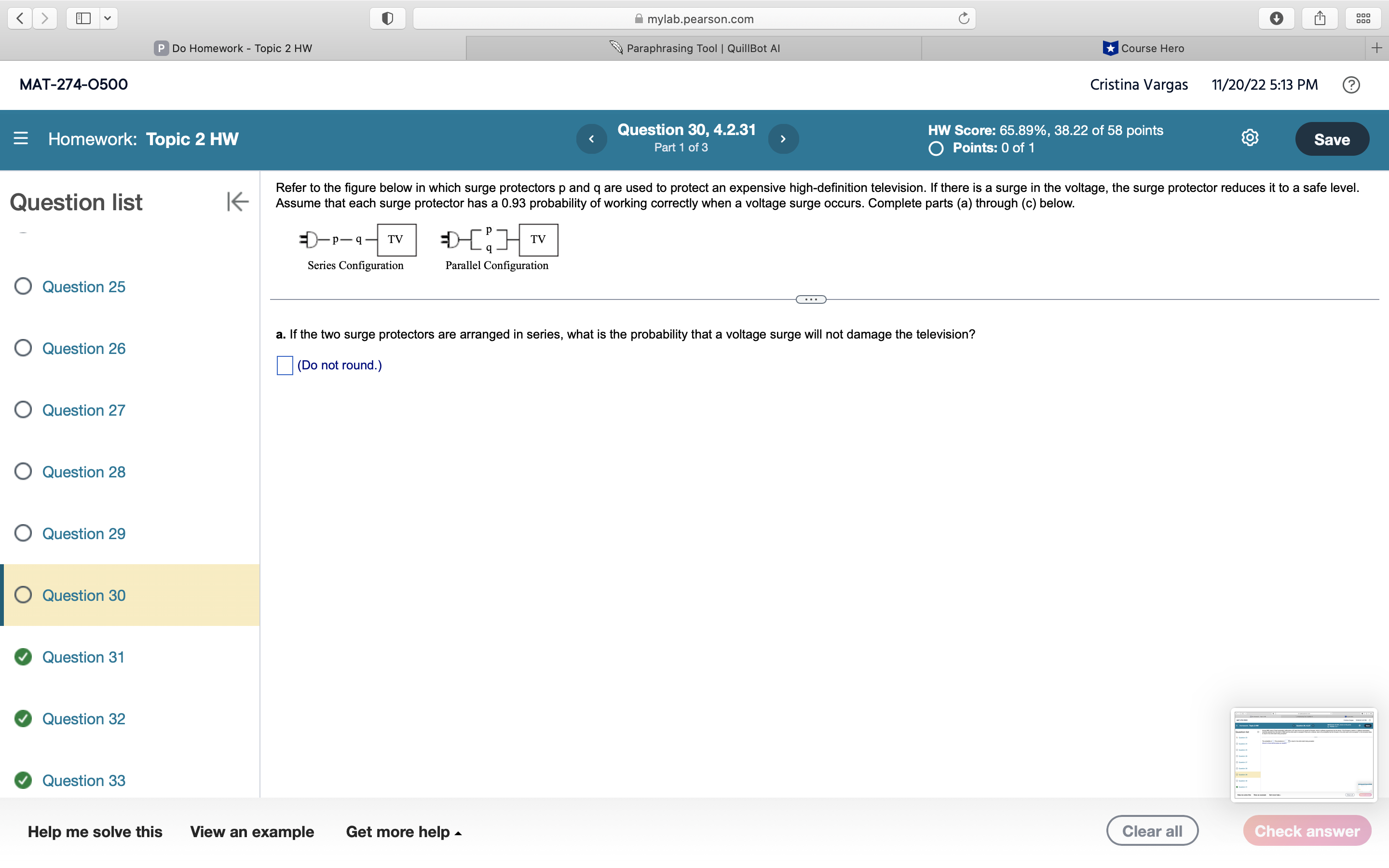 HW Paraphrasing Tool | QuillBot Al *Course Hero + MAT-274-05 Cristina Vargas