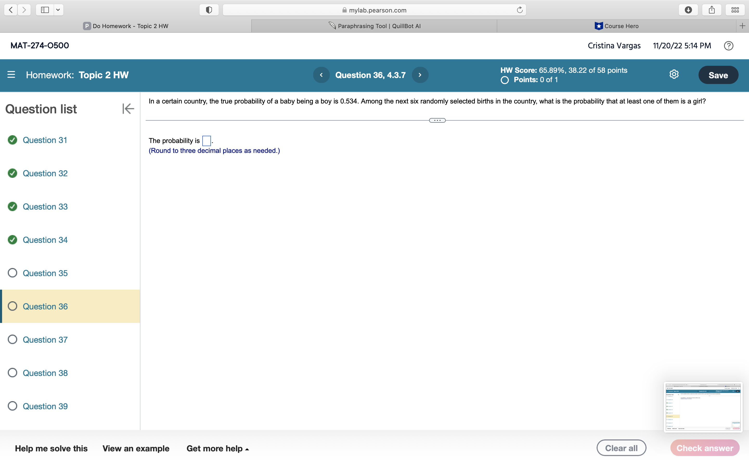 65.89%, 38.22 of 58 points Points: 0 of 1 Save Among 9882