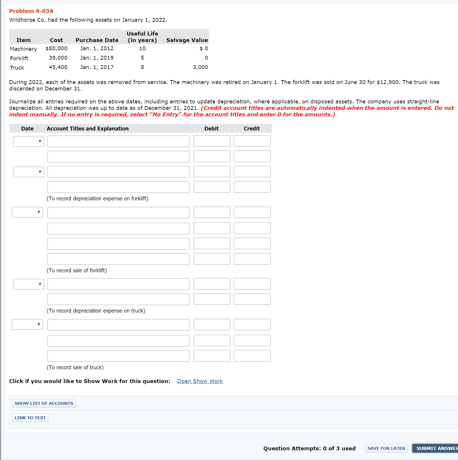 Please help me understand how to work this question Problem 9-03A Wildhorse