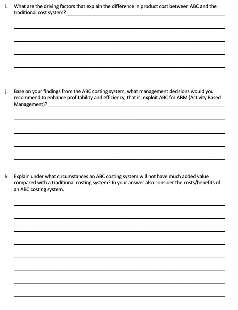 capacity. The following data pertain to the two products. Regular Bike Electric