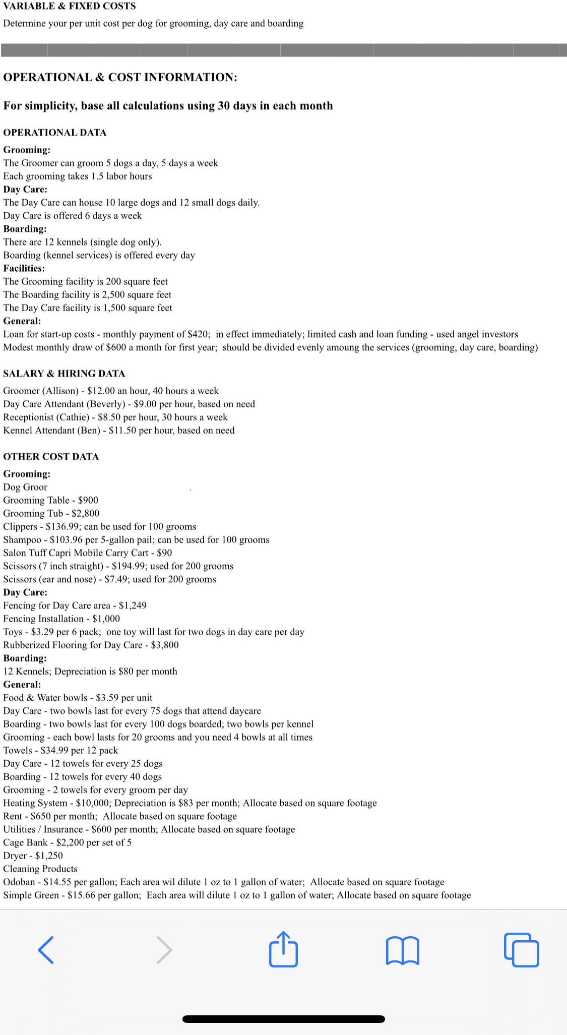 both variable & fixed cost exercises VARIABLE & FIXED COSTS Determine your