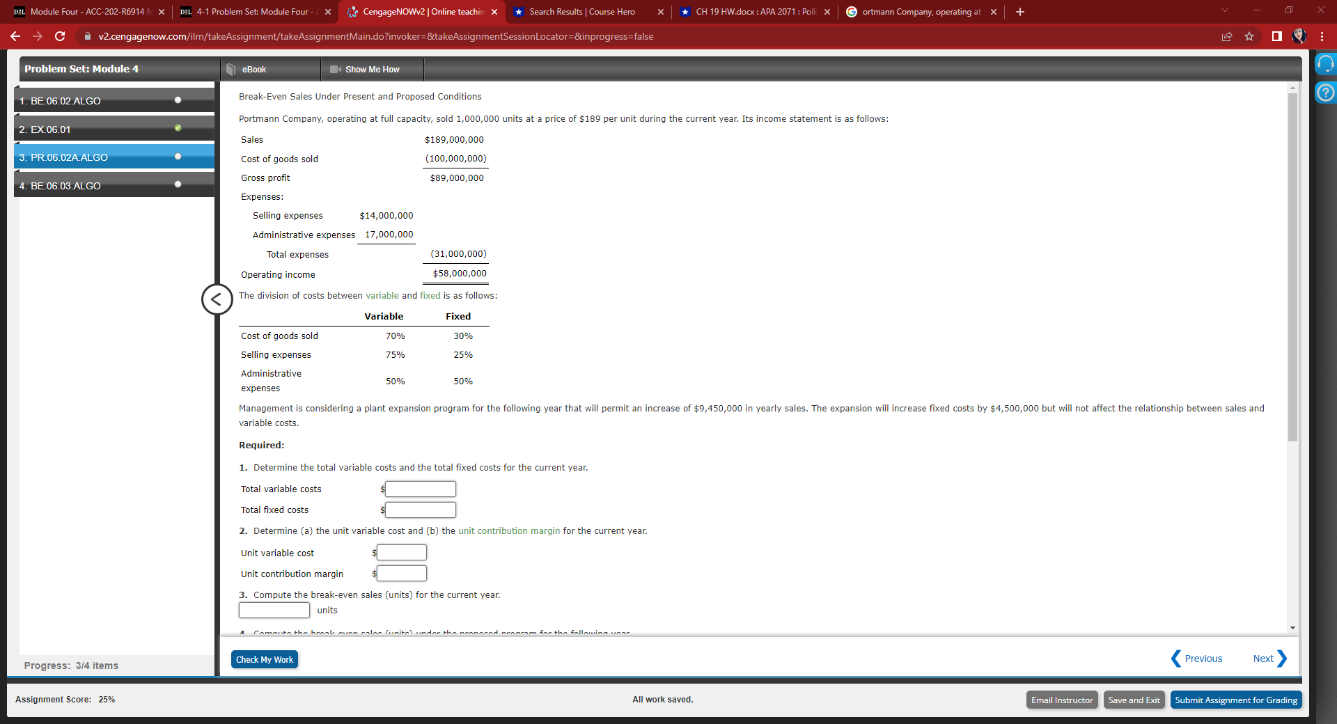 D2L Module Four - ACC-202-R6914 N X D21 4-1 Problem Set:
