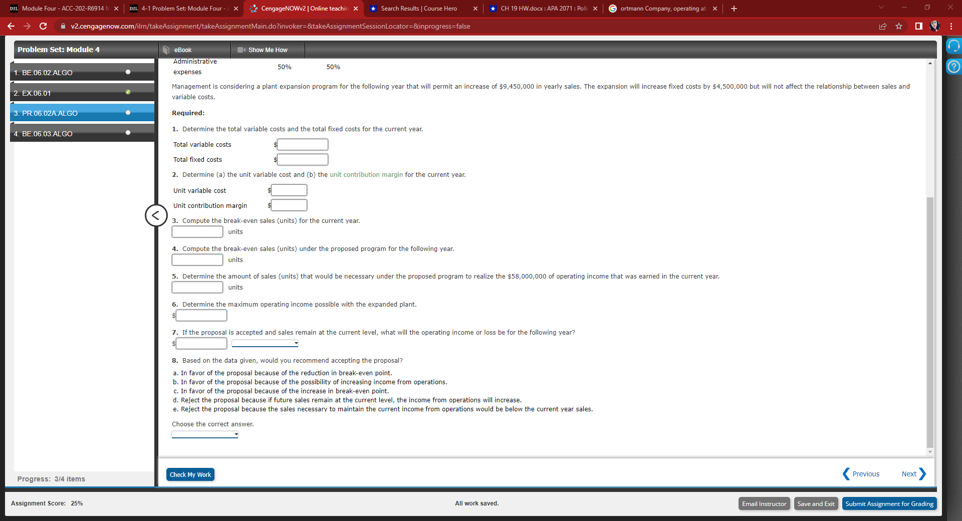 Module Four - / x CengageNOWv2 | Online teachin X *Search Results