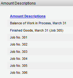  Amount Descriptions Amount Descriptions Balance of Work in Process, March 31