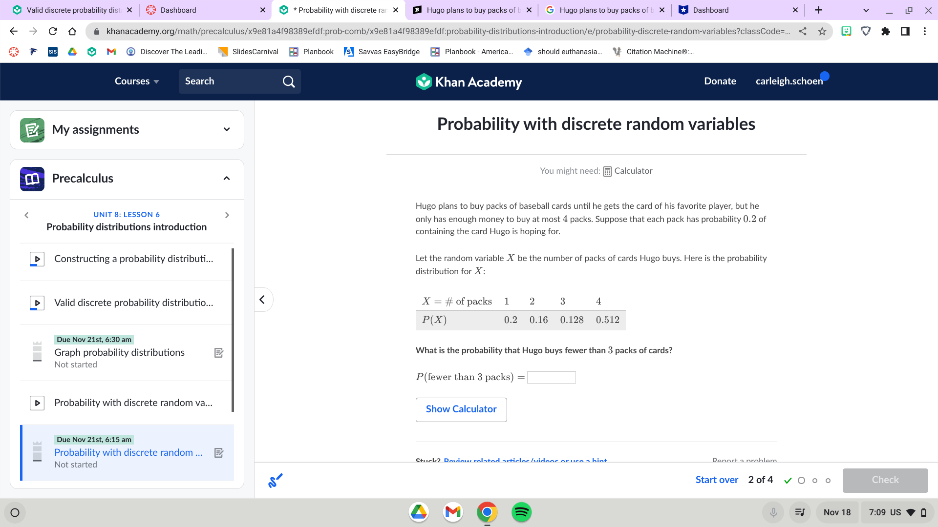  Valid discrete probability dist X Dashboard X *Probability with discrete rar