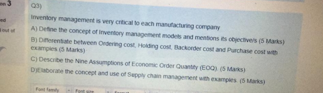 Need help on this please on 3 Q3) Inventory management is very