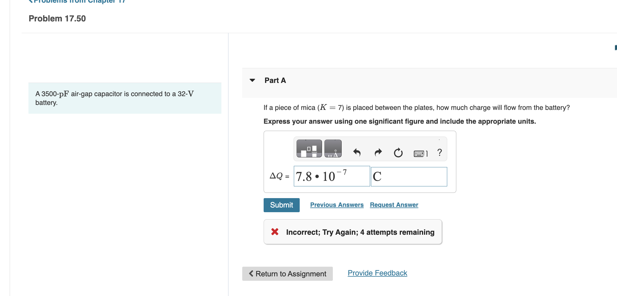 A = . . Express your answer to two significant figures and