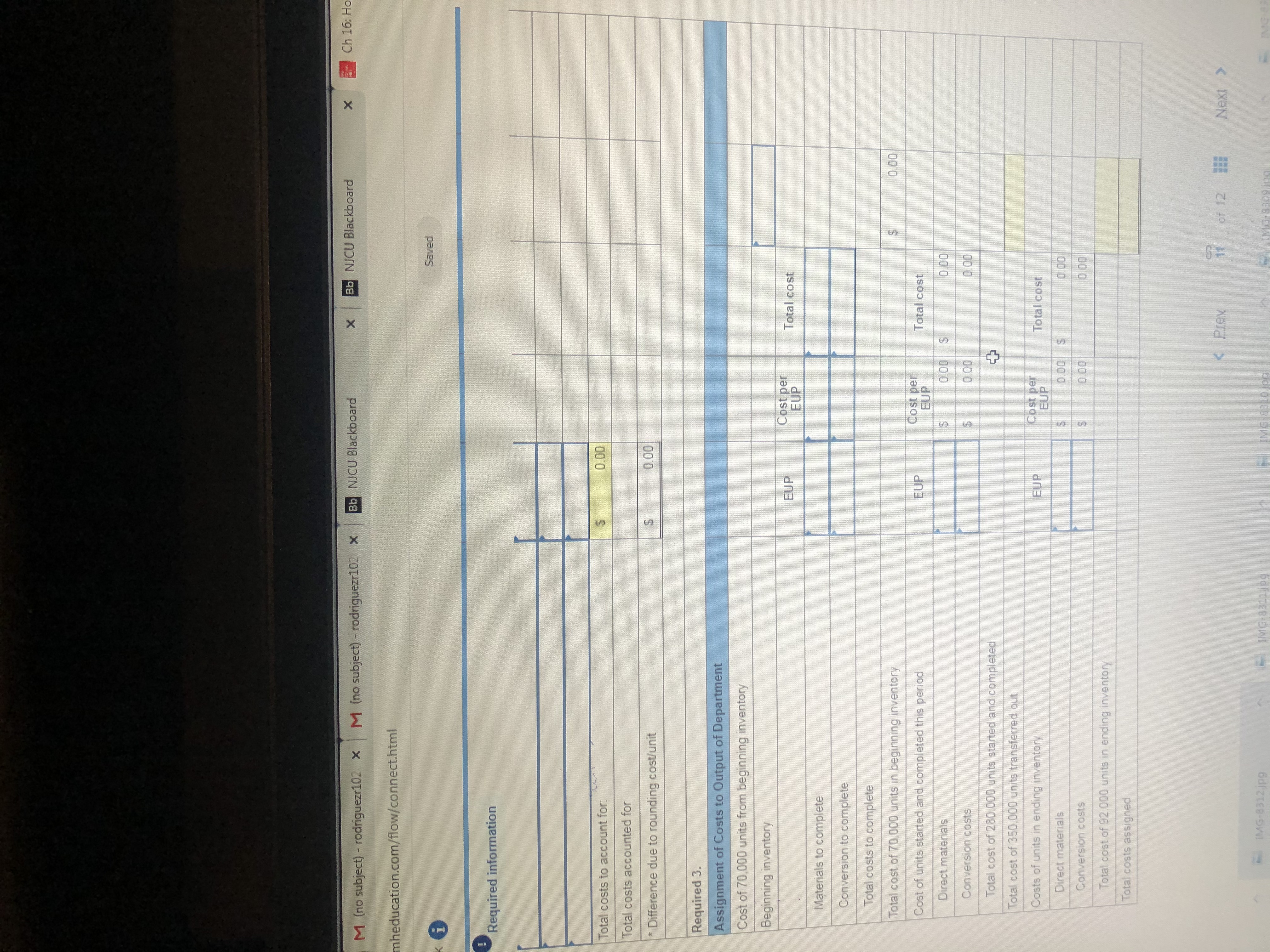 Blackboard X Ch 16: Hor t.mheducation.com/flow/connect.html aved Required information Use the following