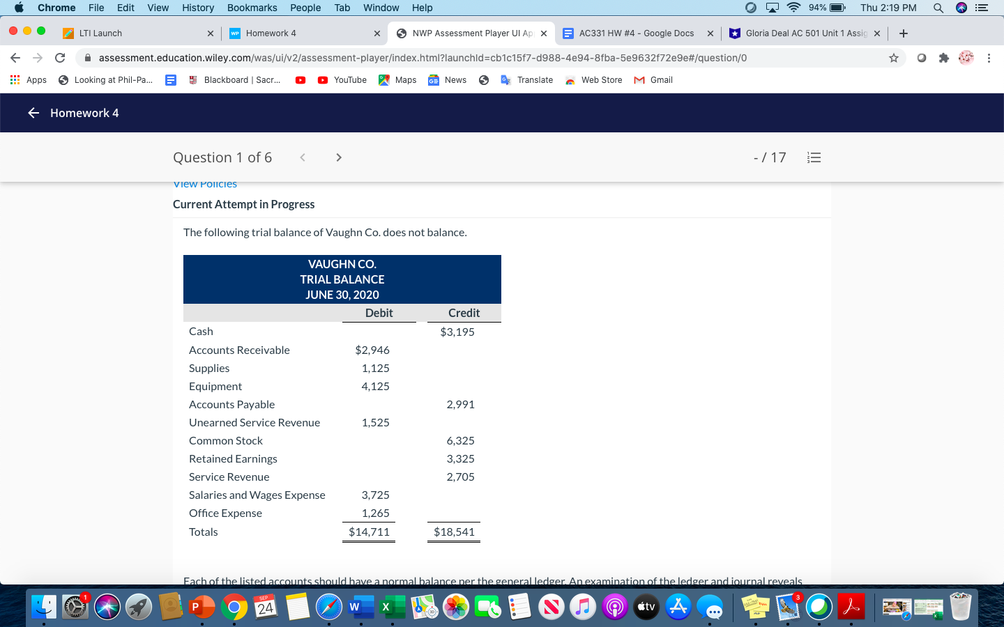 Show the work for each one Chrome File Edit View History Bookmarks