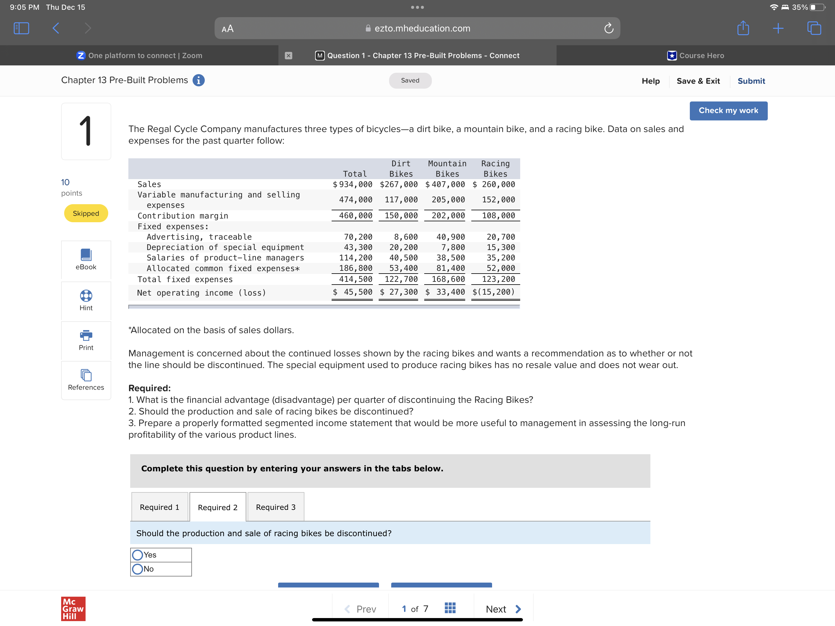  9105 PM Thu Dec 15 '3 B 35% l B ezto.mheducationlcom