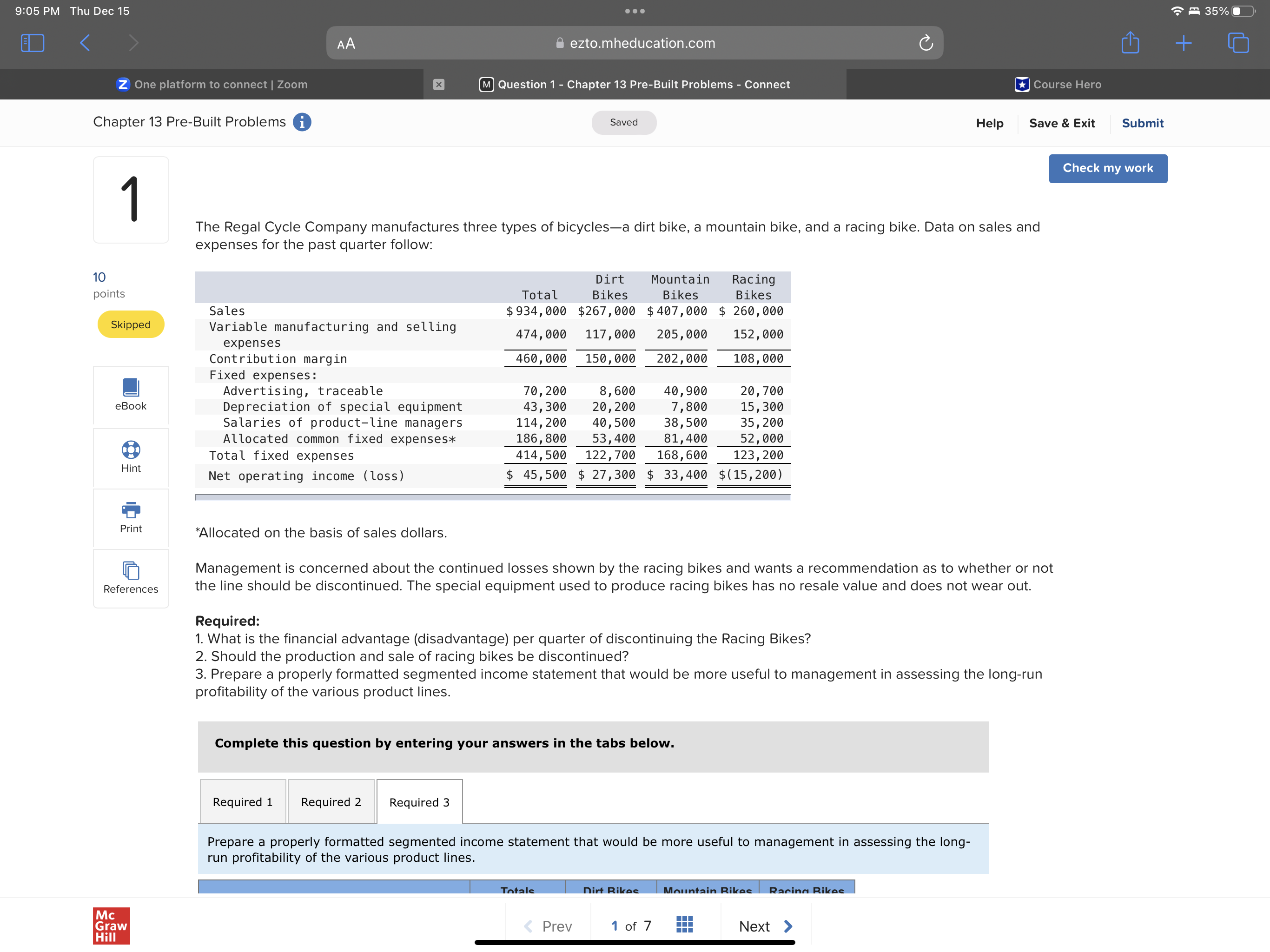 Problems 0 saved Help Save & Exit Submit Check my work The