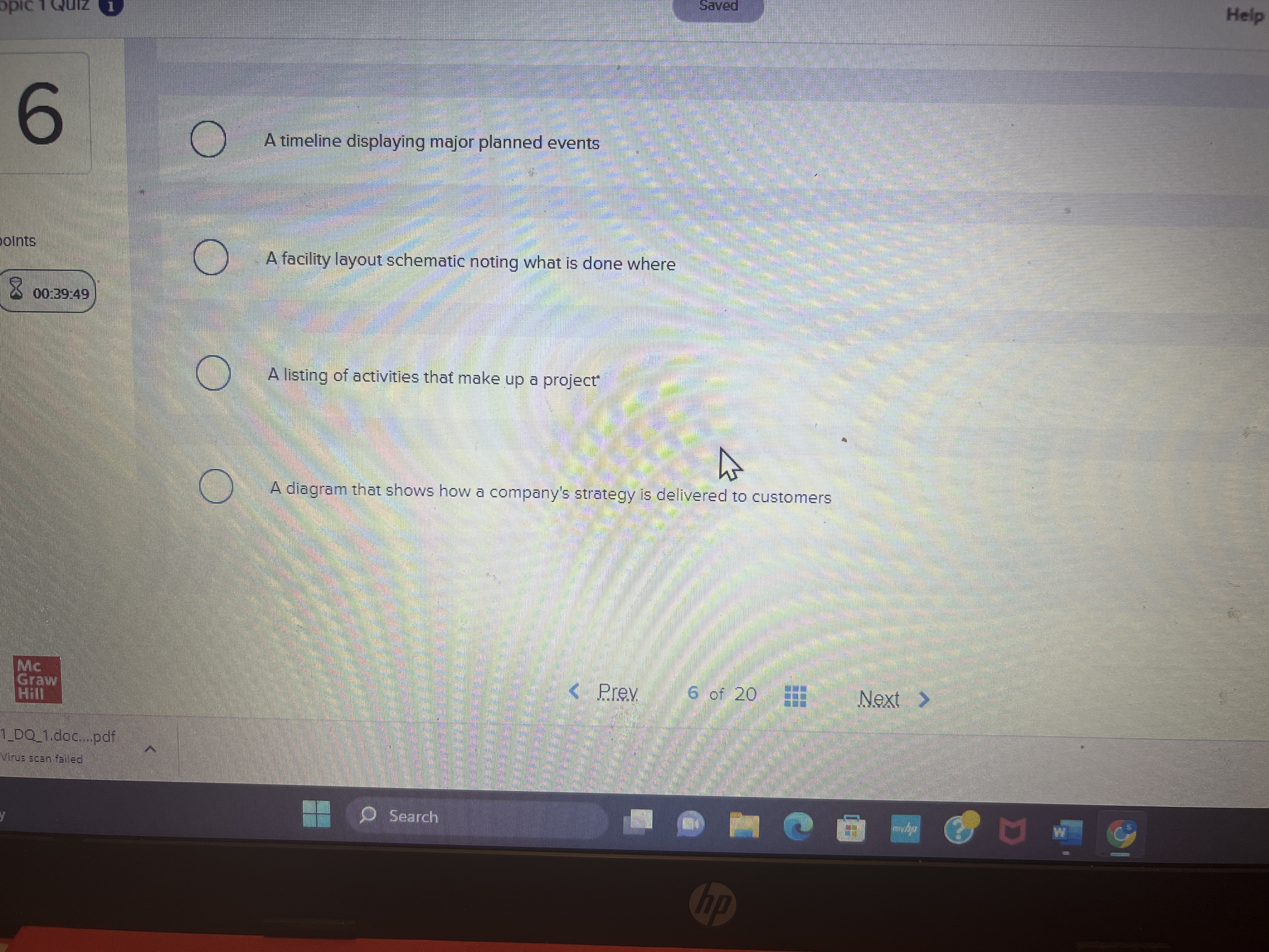 is which of the following? Multiple Choice points X 00:39:59 A network